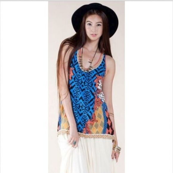 𝅺new Billy by Flying Tomato Boho Hi Low Top S - Picture 1 of 6